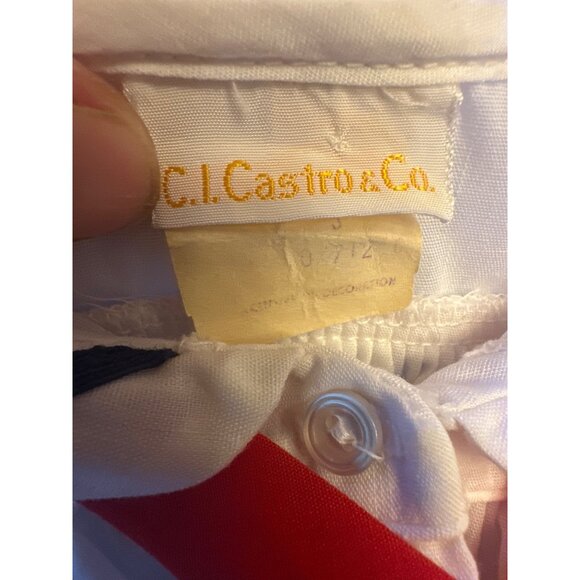 Vintage Baby Sailor Dress By C.I. Castro & Co. 3M White & Red Polyester & Cotton - Picture 2 of 4